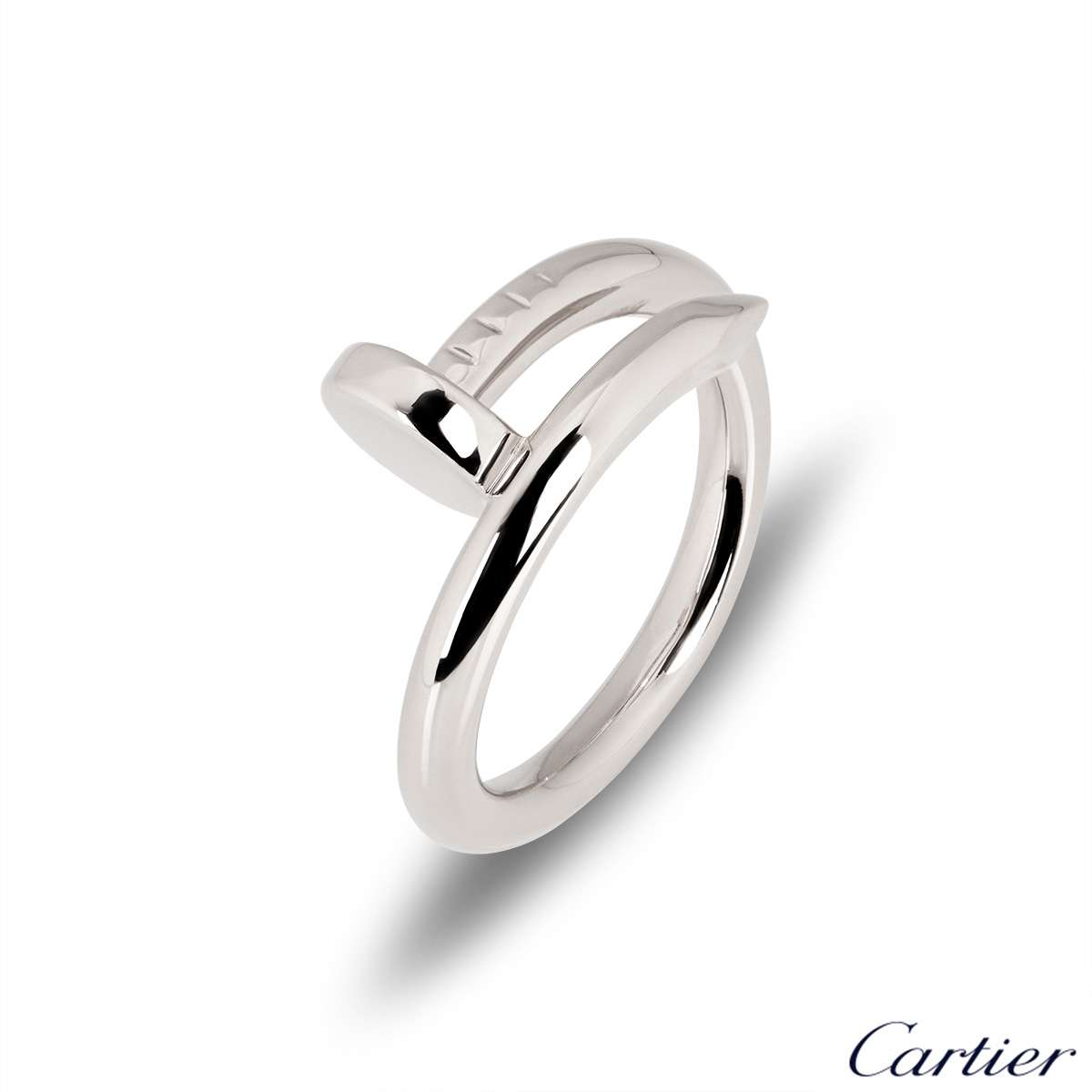 Cartier 18k White Gold Plain Juste Un Clou Ring Size 52 B4099200 | Rich Diamonds